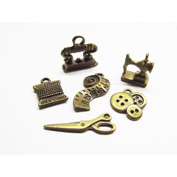XL Varrókészlet charm-szett - bronz (6db-os szett)