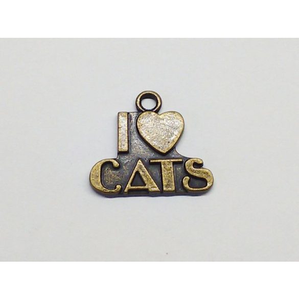 I Love Cats - antik bronz  (23mm)