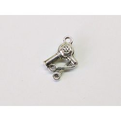 3D-s Fodrász-charm - antik ezüst  (16mm)