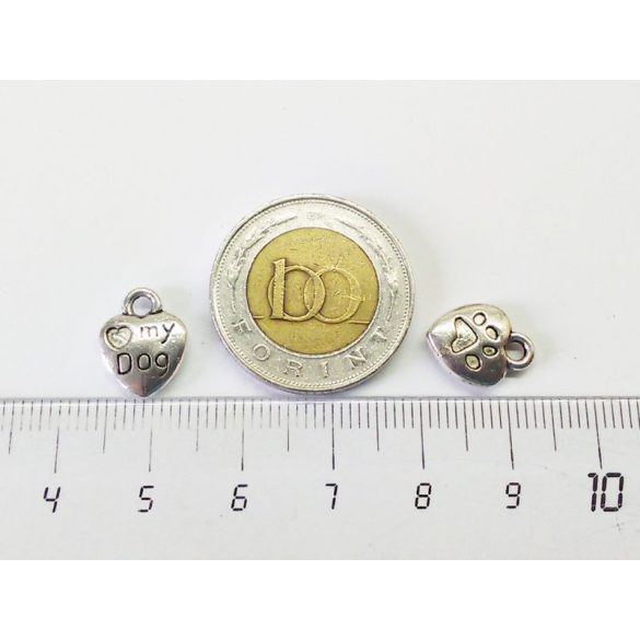 *Szeretem a kutyám* - antik ezüst (13mm)