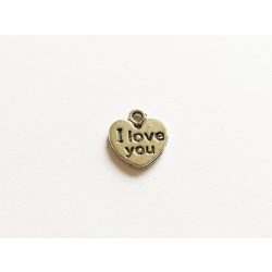 I LOVE YOU - szivecske biléta -antik ezüst (12mm)