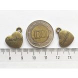 *Grandma* szívecske - antik bronz (17mm)