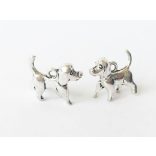 3D-s kutya charm - antik ezüst (15mm)