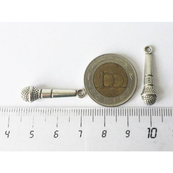 Mikrofon - antik ezüst (27mm)