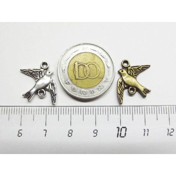 antik ezüst madárka összekötő ( 2,2 cm )