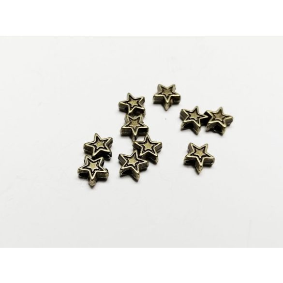 Csillag Gyöngyök mintával - antik bronz - 10db