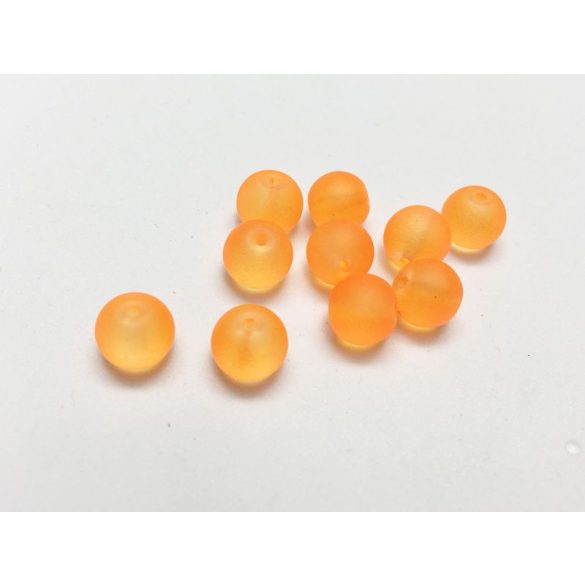 8mm  - Narancssárga Frosted üveggyöngy 10db