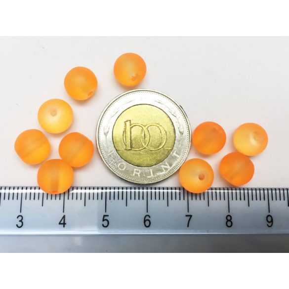 8mm  - Narancssárga Frosted üveggyöngy 10db