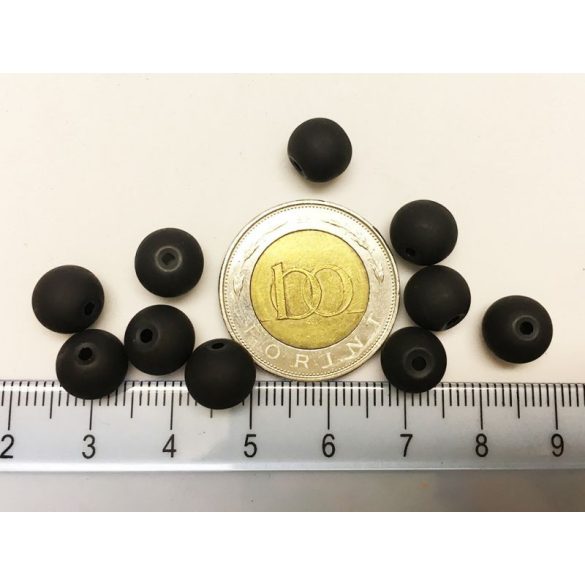 8mm  - Fekete Frosted üveggyöngy 10db