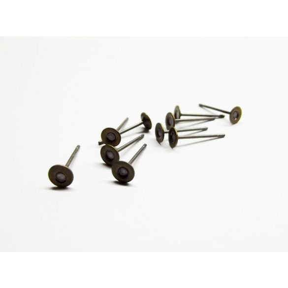 Antik bronz színű bedugós fülbevaló-alapok (4mm) - 5pár