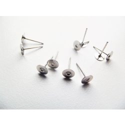   Antik ezüst színű bedugós fülbevaló-alapok (6mm) - 5 pár