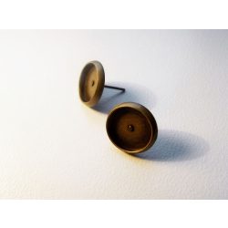 Antik bronz bedugós fülbevaló-alap - 10mm