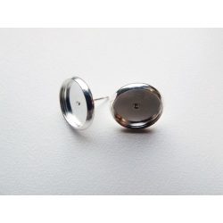 Antik ezüst színű bedugós fülbevaló-alap pár - 12mm