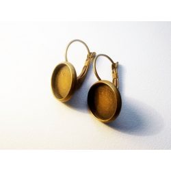 Antik bronz francia-kapcsos fülbevaló-alap pár - 12mm