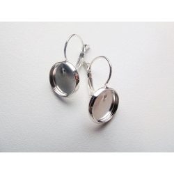 Antik ezüst francia-kapcsos fülbevaló-alap pár - 12mm