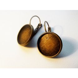 Antik bronz francia-kapcsos fülbevaló-alap - 16mm