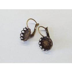  Antik bronz csipkézett szélű francia-kapcsos fülbevaló-alap pár - 12mm