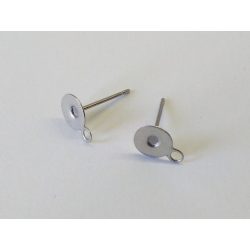 Rozsdamentes acél bedugós fülbevaló alap, hurokkal