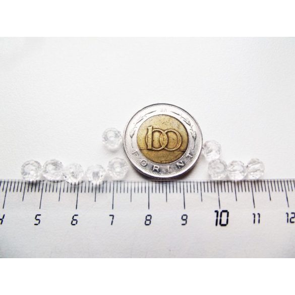 Csiszolt üveggyöngy abacus - clear (víztiszta) - 6x4mm - 10db