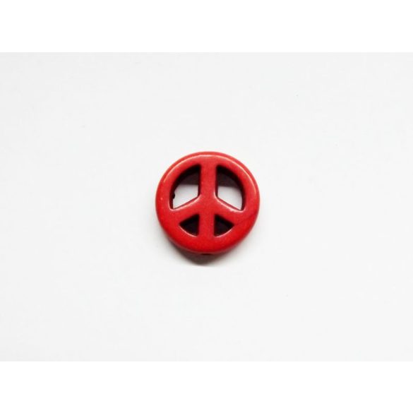 Peace/Béke gyöngy (szinteteikus howlite) - piros