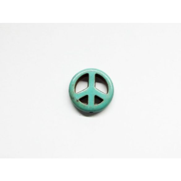 Peace/Béke gyöngy (szinteteikus howlite) - türkiz