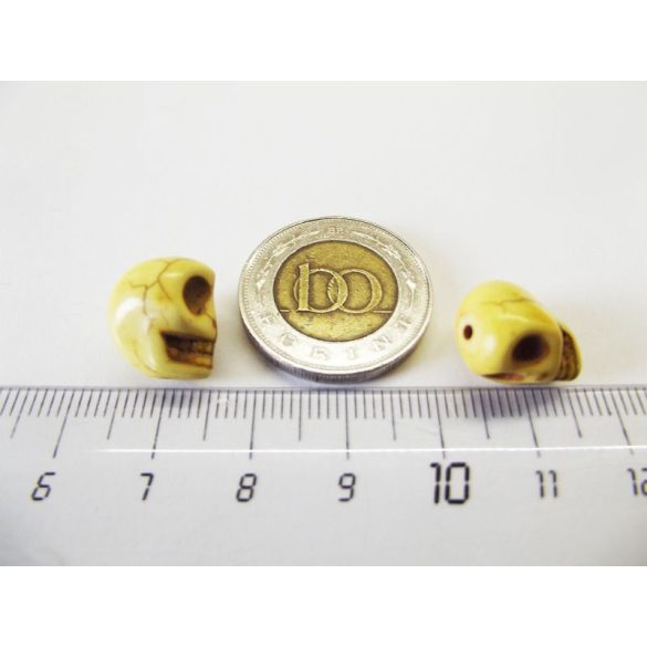 Koponya gyöngy (szinteteikus turquoise) - sárga