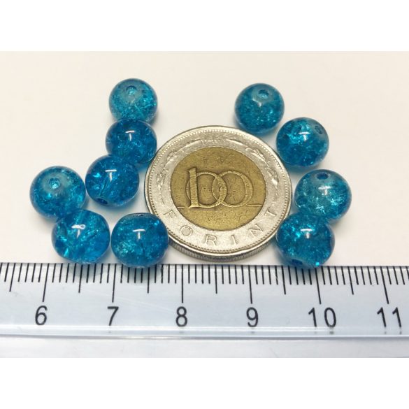Égkék 8mm roppantott üveggyöngy - 10db