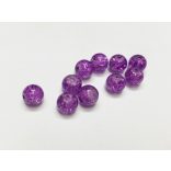 Lila 8mm roppantott üveggyöngy - 10db