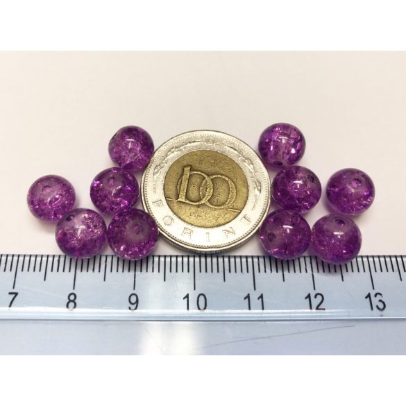 Lila 8mm roppantott üveggyöngy - 10db