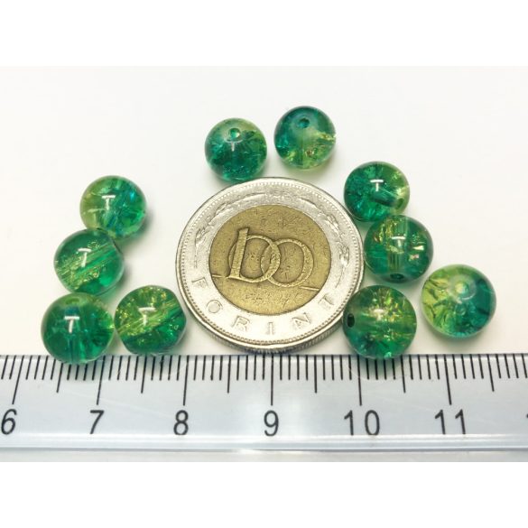 Yellow-Green 8mm roppantott üveggyöngy - 10db