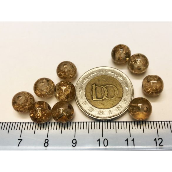 Jegeskávé 8mm roppantott üveggyöngy - 10db
