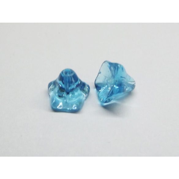 Harangvirág üveggyöngy-pár ~9x6mm - kék