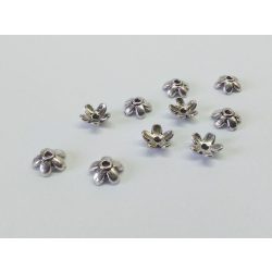 Antik ezüst virág alakú gyöngykupak (6,5mm)