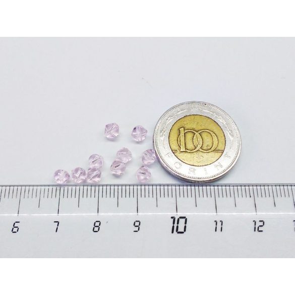 4mm Bicone csiszolt üveggyöngy - rózsaszín ( 10 db )