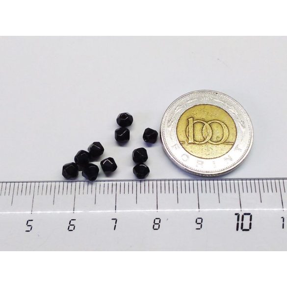 4mm Bicone csiszolt üveggyöngy - fekete ( 10 db )