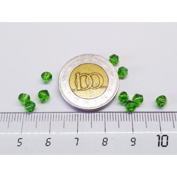 4mm Bicone csiszolt üveggyöngy - sötétzöld