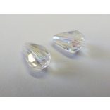 Csiszolt csepp alakú üveggyöngy-pár - Clear AB - 15x10mm