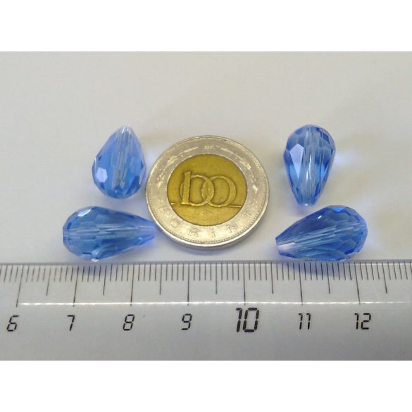 Csiszolt csepp alakú üveggyöngy-pár - Kék - 15x10mm