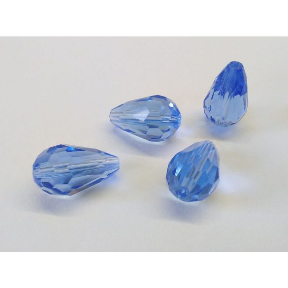 Csiszolt csepp alakú üveggyöngy-pár - Kék - 15x10mm