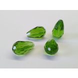 Csiszolt csepp alakú üveggyöngy-pár - Zöld - 15x10mm