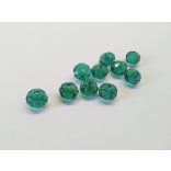 Csiszolt üveggyöngy - 6x4mm Abacus - Tengerzöld - 10db