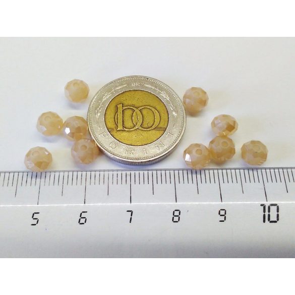 Csiszolt üveggyöngy - 6x4mm Abacus - Csillámló barack - 10db