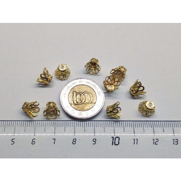 Arany színű filigrán gyöngykupak - harang (7*9mm) - 10db