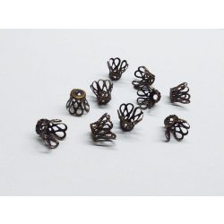 Bronz színű filigrán gyöngykupak - harang (7*9mm) - 10db
