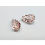 Csiszolt csepp alakú üveggyöngy-pár - Rózsaszín - 15x10mm