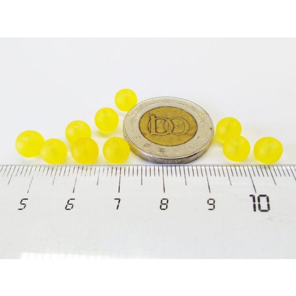 Üveggyöngy - Frosted (6mm) - sárga - 10db
