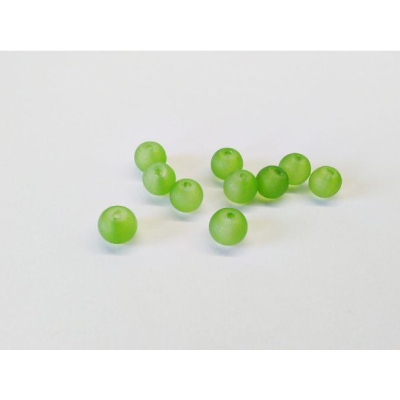 Üveggyöngy - Frosted (6mm) - zöld - 10db
