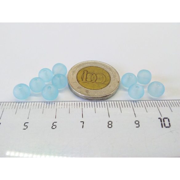 Üveggyöngy - Frosted (6mm) - világoskék - 10db