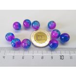 Roppantott üveggyöngy - Blue & Pink - 10mm - 10db