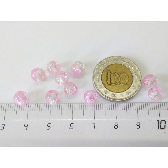 Roppantott üveggyöngy - Pink & Clear (6mm) - 10db